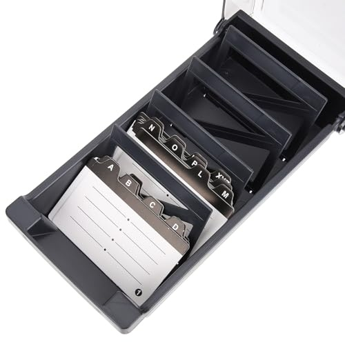 WRITWAA Caja Organizadora de Tarjetas Índice con Compartimentos Integrados Cierre Seguro y Gran Capacidad Portátil para Tarjetas de Visita Fotos y Recetas Material Resistente con Bordes