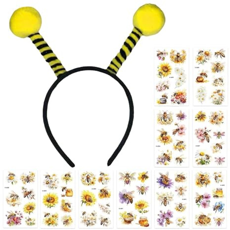 2 Tocados De Abejas Y 10 Pegatinas De Tatuajes, Accesorios Para El Cabello Para Adultos Para Niños, Accesorios De Vestir Para Fiestas, Adornos De Estilo Festivo, Disfraces De Carnaval.