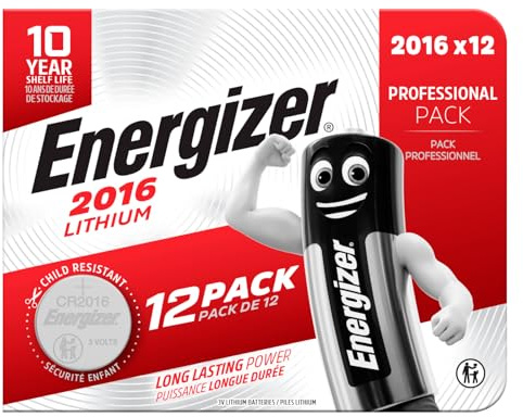 12 Batterie Energizer a Bottone 2016 Litio Pile CR2016 3V per Chiavi Auto Telecomandi e Giocattoli Lunga Durata Mantengono la Carica 10 Anni