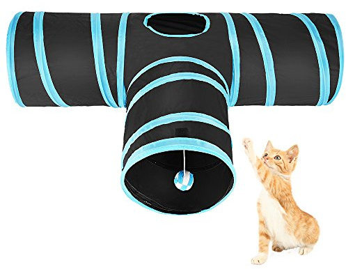 ASIV Túnel Gato Pet Plegable Divertido Juego Juguete Tubo de 3 Vías para Conejos Gatitos Perros