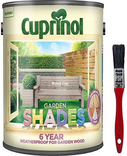 New 2018 Improved Formula Cuprinol Garden Shades Muted Clay 5L. Now Offers 6 Year Garden Wood Weather Protection. Includes PSP Touch up Wood Care Brush.