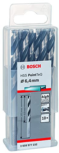 Bosch Professional 10-Piece PointTeQ HSS Twist Drill Bit (for Metal, 6.4 x 63 x 101 mm, Drill Driver Accessories)