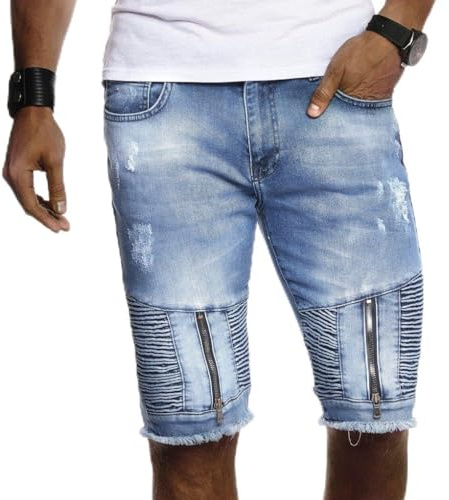 Leif Nelson herr sommar korta jeans shorts cyklist jooger Hose kort Jeanshose basic Chinos Cargo Hose 5-Pocket Destroyed Used Stretch fritidsbyxor Bermuda Slim Fit LN9155