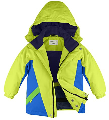 YINGJIELIDE Boy's Waterproof Ski Jacket,Kids Outdoor Snowboarding windproof Jacket,Fleece Lined Hooded,Warm Winter Snow Coat