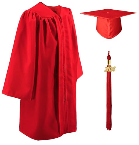 GraduatePro Bambini 2026 Toga Laurea con Cappello Tocco Prescolastico Scuola Materna Costume Unisex Rosso 27
