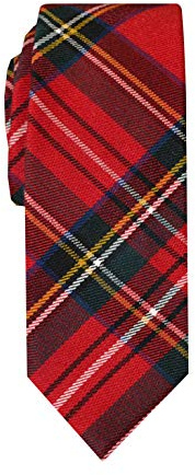 Remo Sartori - Cravatta Donna Stretta Slim in Lana Scozzese Tartan, Made in Italy (Rosso)