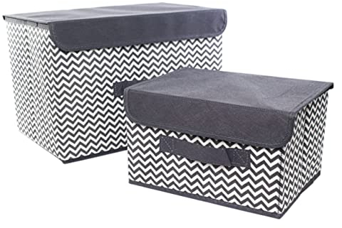 Clay Roberts Storage Baskets with Lids, Pack of 2 Storage Chests, Grey, Fabric Boxes Set for Organiser Units, Homes and Offices, Baskets, Boxes, Box, Unit Cubes