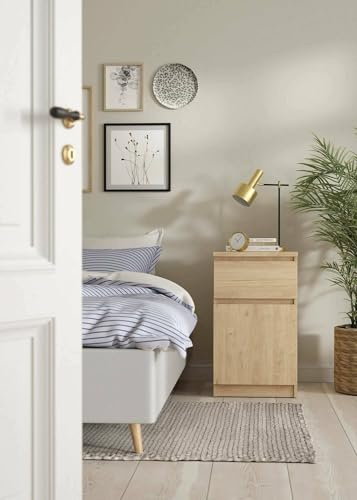 Dmora Mesita Francoise, cómoda Baja, Mesa de Noche, Estante de Cama, 40 x 40 x 70 cm, Roble