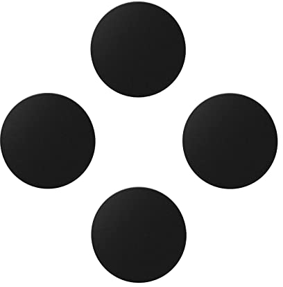 Juspota 4 Piezas Láminas Metálicas Muy Finas Placas Metálicas con Adhesivo para Soporte Movil Coche Magnético/Iman para Movil Coche y Otros Productos de imán - Negro 4 Redondas