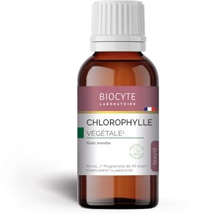 BIOCYTE Chlorophylle - Beauté de la Peau, Réduit la Fatigue, Améliore le Transit - Vegetalien - Vitamine B2-50mL à diluer - 30 jours