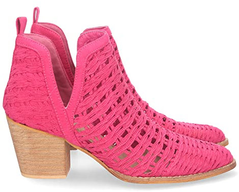 shoes&blues.es 69729-Botin de Tacon para Mujer, con Tiras Trenzadas, de Punta Fina, y Tobillo Abierto, Primavera Verano 2022. Talla 40 Fucsia