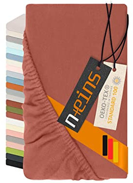 npluseins Spannbettlaken Made in Germany - Feinbiber aus 100% Baumwolle 1037.1342, 90-100 x 200 cm, rost