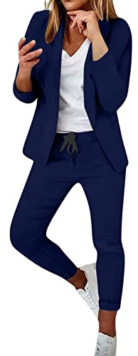 NUSGEAR 2023 Traje de 2 Piezas Mujer Moda Blazer y Pantalones largo Otoño invierno Slim Fit Oficina Negocios Elegante Fiesta Cena Casual color sólido Traje Basic Chaqueta abrigo cómodo Conjunto
