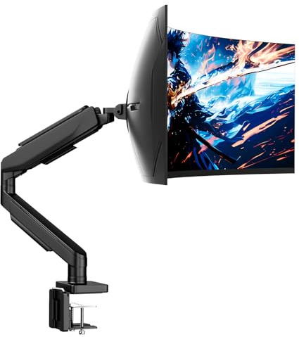 IMtKotW Brazo de Monitor para Pantallas Planas y Curvas de 17 a 49 Pulgadas, Soporte con Resorte de Gas hasta 20 kg, Totalmente Ajustable, VESA 75/100 mm