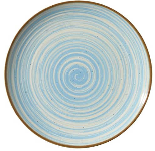 METRO Professional Assiette Plate en Grès, 26 cm, Motif Spirale Bleu, Empilable, Lot de 6