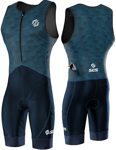 SLS3 Combinaisons de triathlon pour homme – Kit de triathlon de qualité supérieure pour homme – Sans manches, séchage rapide avec grande poche arrière, Dégradé sarcelle, X-Large
