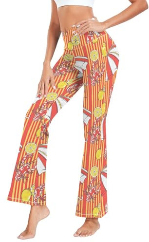 Damen-Yogahose mit Regenschirm-Hummer, hohe Taille, Bauchkontrolle, Kreuz-Yogahose für Jogger, Übung, mehrfarbig, XXL