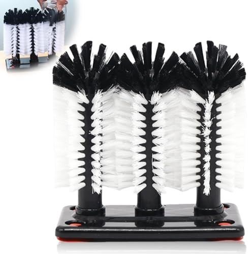 Brosse à vaisselle pour verres avec ventouse, 3 pièces, brosse à vaisselle, brosse à vaisselle, gastronomie, fêtes et bar, tasses, gobelets, brosse à verres, brosse en verre, évier 18,5 x 9,5 x 19 cm