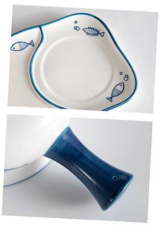 PRETYZOOM Plato Cerámico Rectangular Diseño De Pez Ensaladera Para Desayuno y Hogar