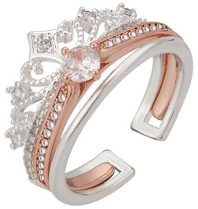 JPSSJGYH Richten Sie Ihre Krone aus 2-in-1-Kronenring, Verstellbarer offener Kronenring, modische, personalisierte Zirkonia-Stapelringe für Frauen (Silver)