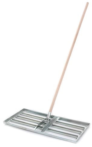 BirnePower Flächenebner Rasenrechen mit Stiel 150cm Rakel aus Stahl Rasen Rakel Levelingrake Rasen-Nivellierung Rasennivellierwerkzeug Rasenschieber 75 x 35 cm verzinkt