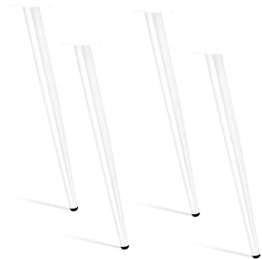 Gambe per mobili industriali, 4 pezzi, gambe affusolate in metallo per tavoli da caffè, panche, sedie, cassettiere, protezioni per piedi regolabili incluse, bianche, 65 cm