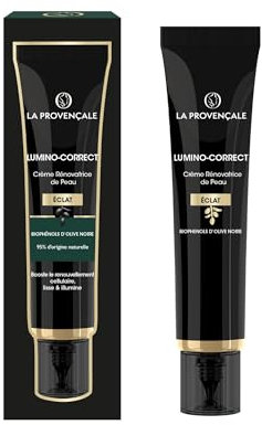 La Provençale Lumino-Correct - Crème Rénovatrice de Peau booster d'Éclat - Biophénols d'Olive noire - Tous types de peaux - Efficacité Prouvée - 40 ml