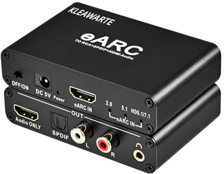 eARC Audio Extractor HDMI ARC Audio Converter eARC to HDMI Audio Optical/SPDIF RCA L/R 3.5mm Jack Digital to Analog Adapter DAC Converter
