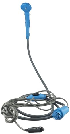 Durashmall Douche portable 12 V, douche de voyage en plein air avec ventouse ou crochet et sac de rangement étanche pour le camping et le bain temporaire