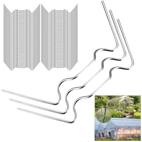 100 PcsClips para Vidrio de Invernadero, Clips para Ventanas de Invernadero, Clips de Fijación de Acero Inoxidable para Paneles de Vidrio de Invernaderos Acristalamiento Accesorio