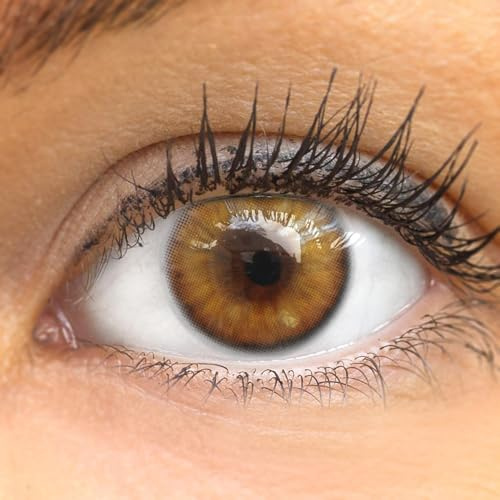 GLAMLENS lentillas de colores marrones Bardolino Brown + contenedor. 1 par (2 piezas) - 90 Días - Sin Graduación - 0.00 dioptrías - blandos - Lentes de contacto marrón de hidrogel de silicona