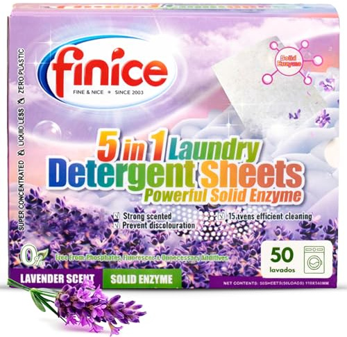 Detergente en Tiras Lavadora Quitamanchas (Hasta 100 Lavados) | Enzimático | Protege Colores | Biodegradable | Fragancia Lavanda | Ropa Blanca y de Color