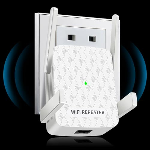 CINAMON WLAN Verstärker, WiFi Repeater 300 Mbit/s 2.4 GHz,WiFi Verstärker mit Ethernet-Anschluss, Abdeckung bis zu 200 m², Unterstützung WPS,1-Tap-Einrichtung, funktioniert mit Allen WLAN-Routern