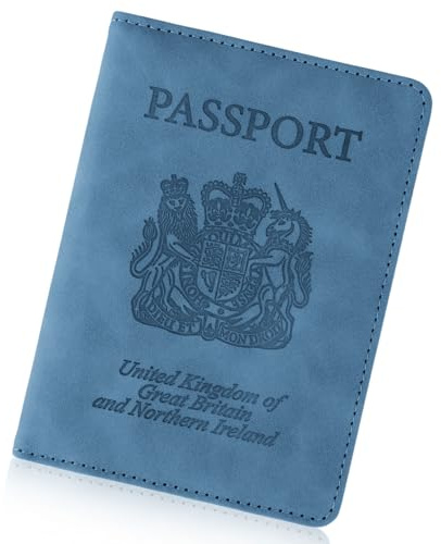 Cinocratic Passport Holder for Travel Accessories,RFID Blocking PU Leather Passport Cover Wallet Card Case for Men and Women (Blue)