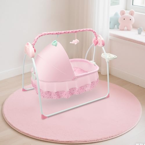 DSYOGX - Elektrische Babyschaukel Babywiege, 0-18 Monate Babywiege Babyschaukel & Babywippe mit 5 Geschwindigkeitseinstellungen und Integrierte 12 Musik