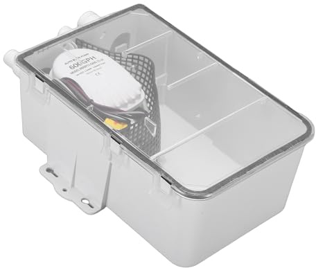 Fockety Bomba de sumidero para ducha para embarcaciones y autocaravanas, sistemas de drenaje con bomba de sumidero para ducha marina de 24V 600GPH con múltiples puertos de entrada