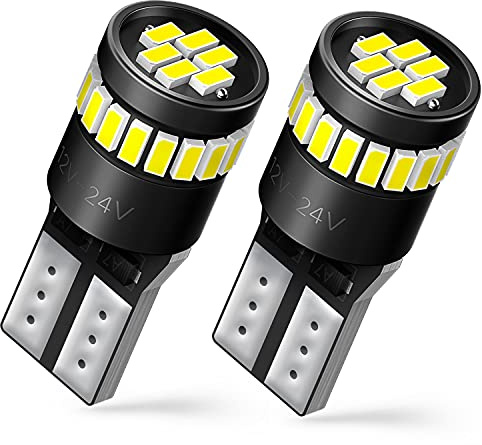 AUXITO 194 LED Bulbs for License Plate Light 168 175 2825 W5W T10 24-SMD 3014 Chipsets 6000K White for Car Dome Door Map Dash Courtesy Cargo License Plate Lights, Pack of 2
