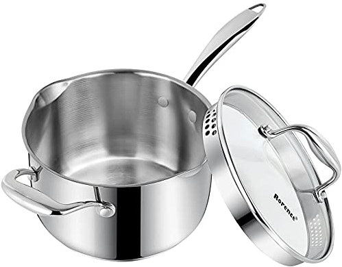 Rorence 3.7 Quart Stainless Steel Induction Sauce Pan with Lid
