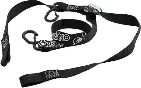 O'NEAL | Cinghie di tensione | Trasporto | MX MTB Motocross Mountainbike Enduro | Set composto da 2 pezzi, estensione integrata del moschettone | DE LUXE Soft hook Tie Downs LOGO | Nero