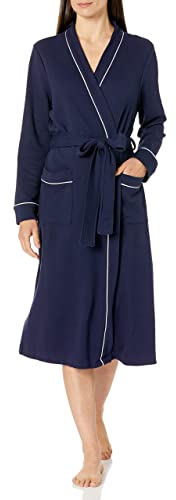 Amazon Essentials Damen Leichter Waffel-Bademantel, Lang (Erhältlich In Übergröße), Marineblau, L