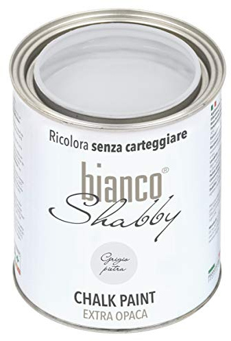 bianco Shabby® Grigio Pietra (stengrå) vattenbaserad kritfärg för alla ytor – extra matt finish (1 liter)