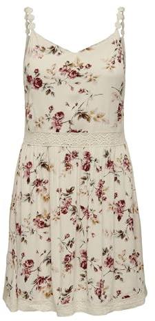Only Mujer Onlkarmen Anne Life S/L Short Dress Wvn Noos Vestido,Rose Flower Creme Brulee,36