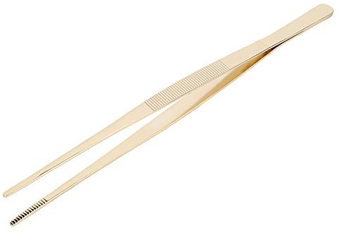 12'' Kitchen Tweezers Fine Tweezer Tongs Stainless Steel Food Tweezers Extra-Long Tweezer Cooking Tweezers BBQ Tweezer Tongs Culinary Tweezers Professional Chef Tweezers(Gold)