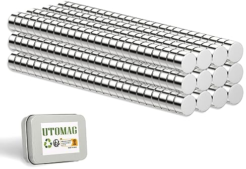 UTOMAG 300 Pezzi Forti Calamite Rotonde 2x1mm - Piccoli Magneti in Neodimio Multiuso per Frigorifero, Scienza, Artigianato, Mappe, Decorazioni, Modellismo, Scuola, Cucina e Ufficio