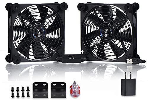 SCCCF Dual 140mm USB Speed Control Fan, 5V Portable Cooling Fan for Flat-Screen TV Receiver Router DVR PlayStation Xbox Computer Cabinet Cooler