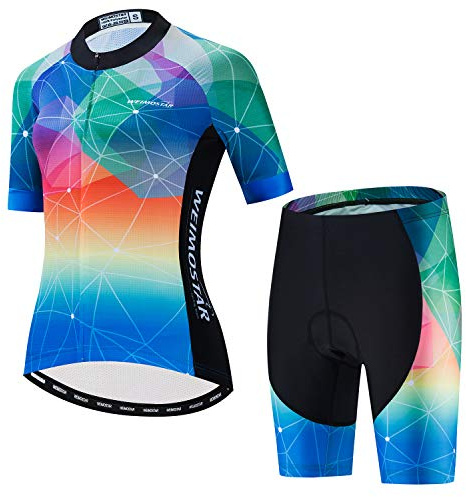 JPOJPO Dam cykeltröja set cykel kortärmad passar t-shirt reflekterande + 5D vadderade shorts toppar