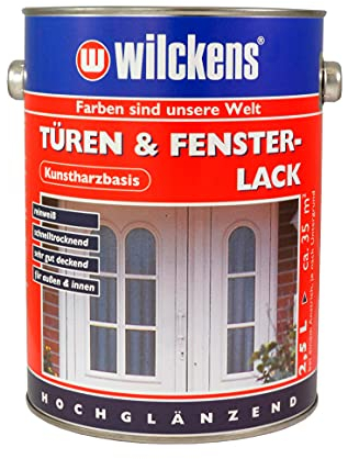 Türen & Fensterlack 2,5 l ca. 35 m² Wilckens Türenlack Lack reinweiß außen Innen Decklack