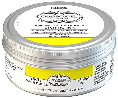 Kolnel, koppartryckfärger, högpigmenterad djuptrycksfärg, utmärkt ljusäkthet, vegan, levande färger, åldersbeständig, 200 ml kruka – citrongul