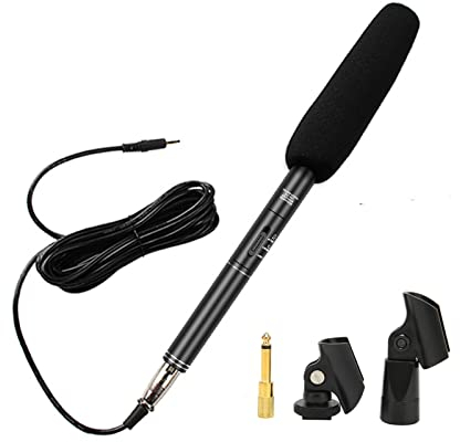 Micrófono de Entrevista, Micrófono de Escopeta de Condensador XLR con Cable de 36 Cm/14,2 Pulgadas, Micrófono de Cámara de Entrevista con Reducción de Ruido de Mano para Grabación, Discurso, Escenario