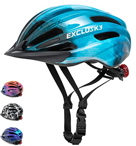 Exclusky Kids Bike Helmet with LED Light – Adjustable Multi-Sport Youth Helmet for Boys & Girls, Ages 5-12, Fits 50-57cm, Cycling Safety Gear